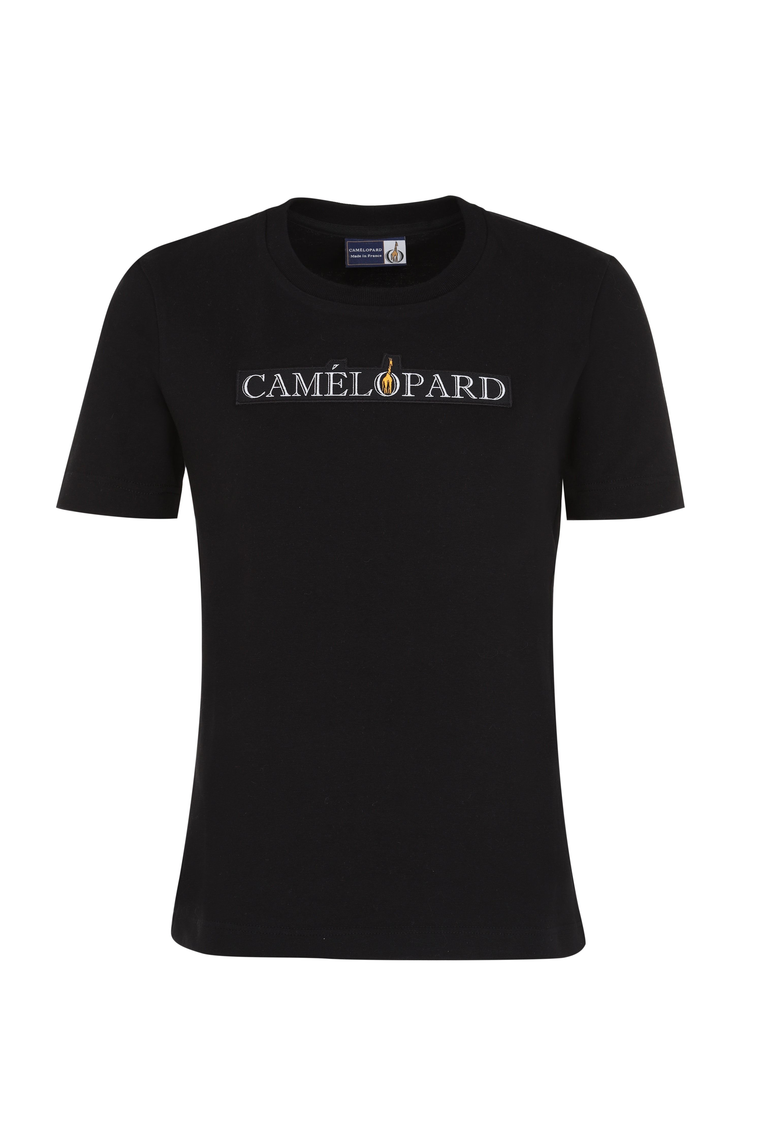 T-shirt femme noir en coton Made In France - Logo brodé