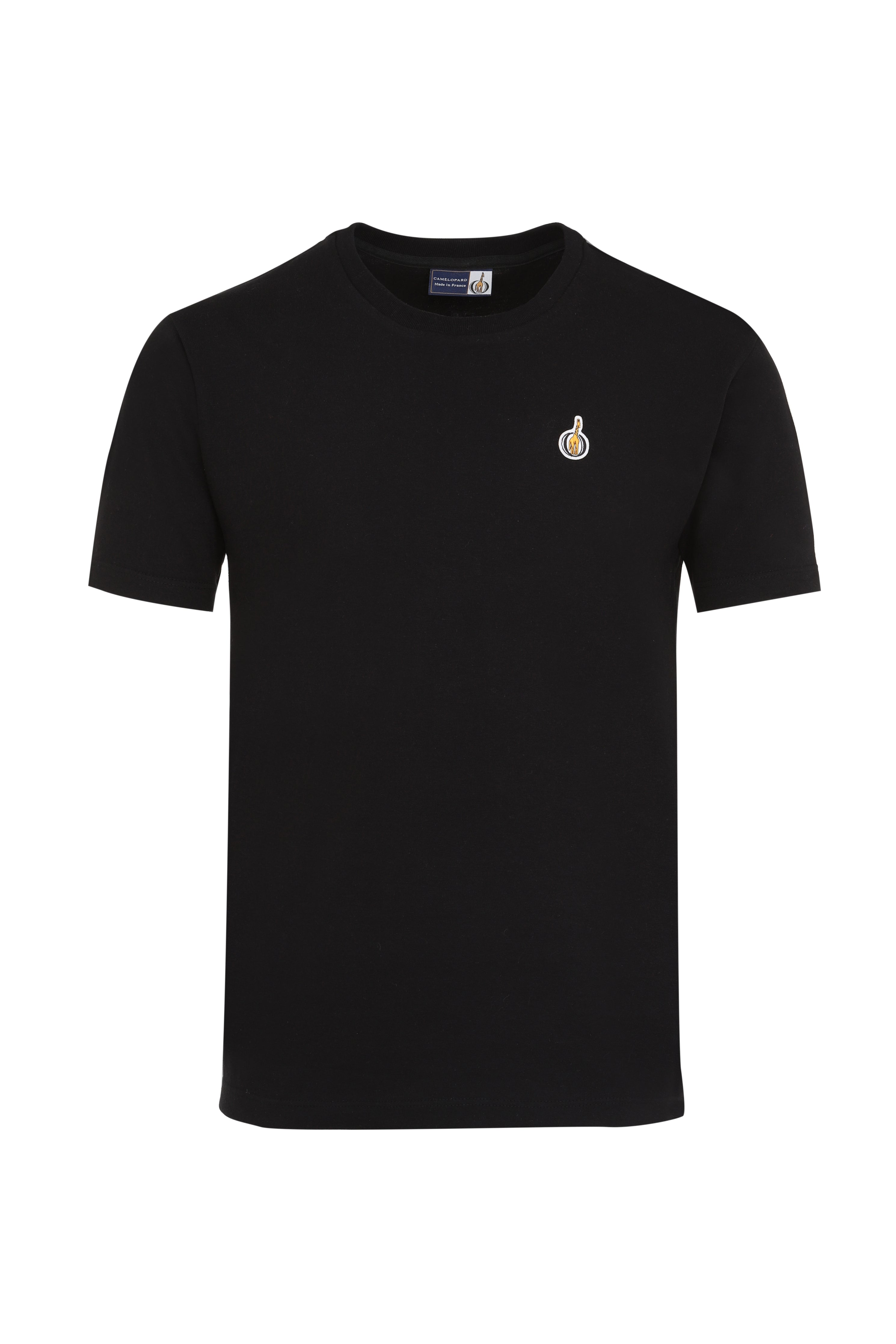 T-shirt homme noir en coton Made In France - girafe brodée