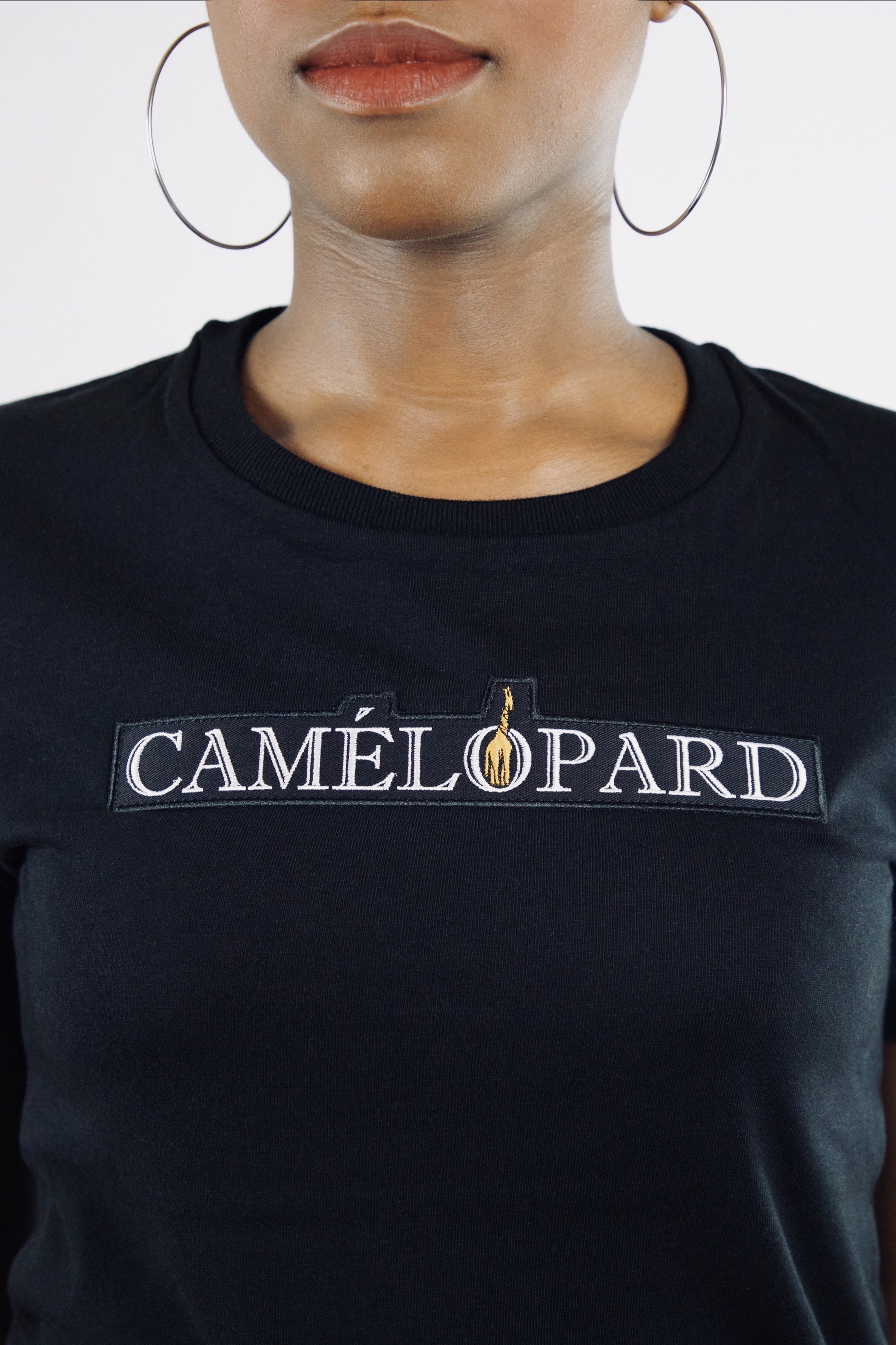 T-shirt femme noir en coton Made In France - Logo brodé